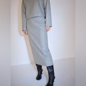 Mango sweatshirt midi brim skirt